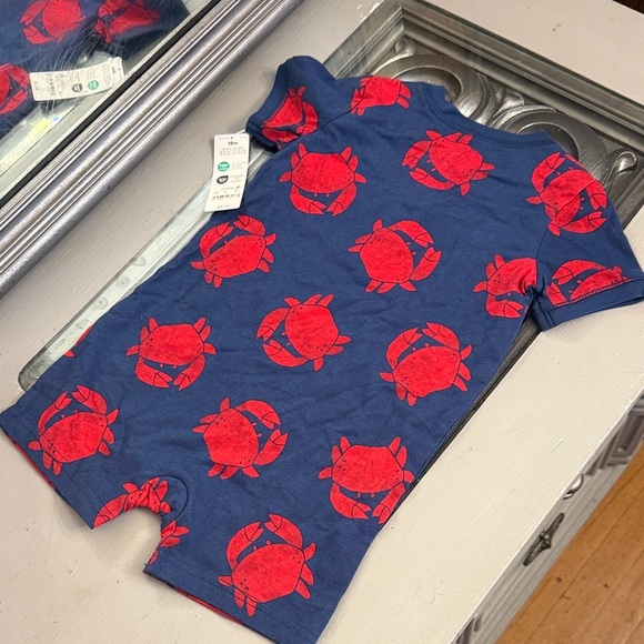 Carter's Just One You 18 Month Boys Crab Navy and Red Baby Romper - Picture 6 of 9